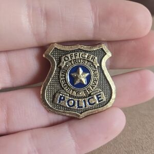 Gold and Blue Police Badge Pin